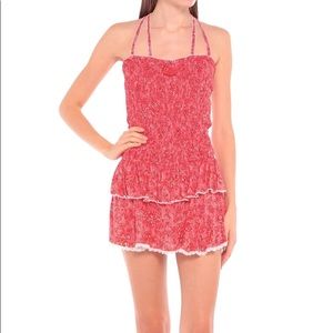 Poupette St Barth Smocked Ruffled Skirt Romper NWT